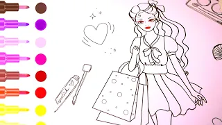 drawing coloring painting dress step by step #drawing #coloring #painting #forkids #fortoddlers