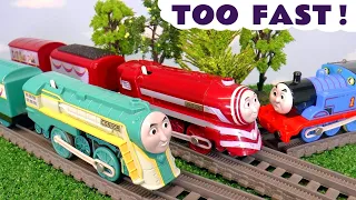 TOO Fast Toy Train Story with Thomas Connor and Caitlin