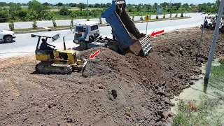 Best Amazing New Project Landfill! Amazing Dozer Komatsu D21P Pushing Soil into Water Refill Land