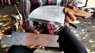 Knife Making - Forging A Serbian Cleaver Kitchen Knife | KITCHEN CLEAVER MADE BY VILLAGE BLACKSMITH