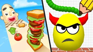 SANDWICH RUNNER vs DRAW TO SMASH - gameplay Walkthrough All Levels New UPDATE Android ios 2024