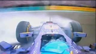 F1 Sebastian Vettel Spins And Nearly Hits The Wall Hungary 2014