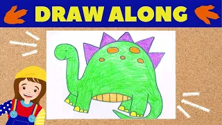 How to Draw a DINOSAUR! | Step by Step Easy Drawing for Kids | Learn How to Draw with Bri Reads