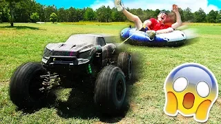 100MPH RC CAR TOWING MYSELF! *GONE WRONG*