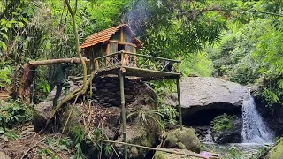 FULL VIDEO: 75 Days Building Complete Survival Bushcraft Shelter On High Cliff, Start To Finish