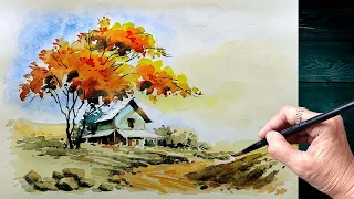 🎨 How To Paint | Watercolor Landscape Painting | Step By Step | Tutorial