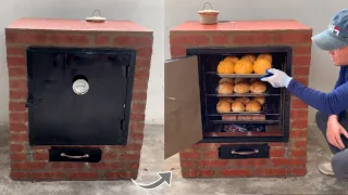 How to build a with an oven on another level from a mixture of cement clay and red brick