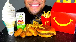 ASMR MCDONALD'S CHICKEN NUGGETS HAPPY MEAL CHEESEBURGER FRIES ICE CREAM CONE EATING SHOW MOUTH SOUND