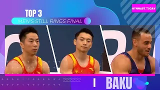 Top 3 in Men's Still Rings Final - 2024 Baku Gymnastics Apparatus World Cup