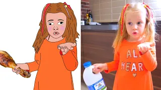 Nastya Pretend play with funny big baby doll Drawing Meme