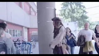 Johnny Depp visiting patients of vancouver's children's hospital as Captain Jack Sparrow