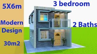5x6m Modern House Design with 3 Bedrooms (30m2)