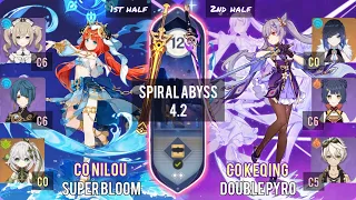 C0 Nilou Super Bloom & C0 Keqing Double Pyro | Spiral Abyss 4.2 Floor 12 - 9 Stars | Genshin Impact