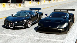 Aston Martin Vulcan R vs Bugatti Chiron Black Edition 2000 HP at Laguna Seca