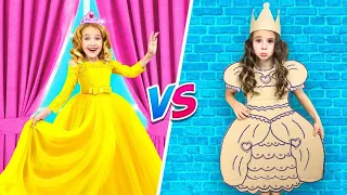 Slava and Kira Pretend Play Rich vs Poor Princess. Toys Stories at Royal Ball