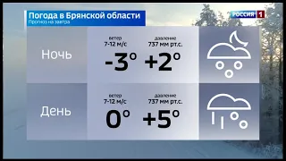 Прогноз погоды в Брянской области в новом оформлении (Россия 1 - ГТРК Брянск, 3.02.2021)