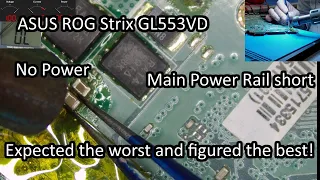 ASUS ROG STRIX GL553VD -  No power, Main power rail short. Expected the worst and figured the best!