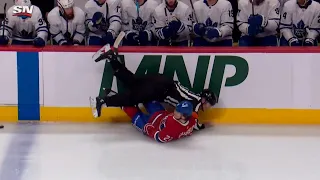 Cole Caufield Collides With Ref