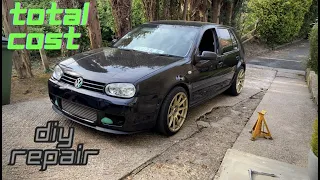 COST OF REPAIRING MY CRASHED GOLF GTI MK4 *COST OF CRASH*