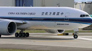 China Southern Cargo 777F High Speed Taxi Test At PAE On A Windy Day