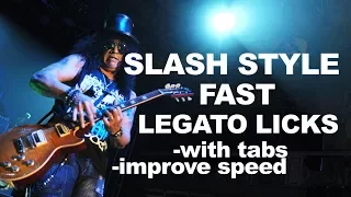 Learn Slash style fast legato & soloing tricks (rock blues guitar lesson with tabs) improve speed