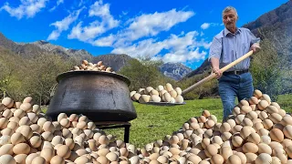 Whole Chicken Egg Meadow In The Village Of Azerbaijan! Cooking In The Mountains