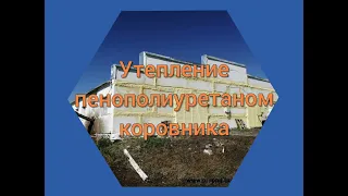 Утепление коровника методом напыления пенополиуретана на оборудовании Промус.