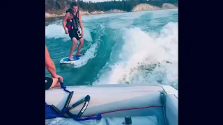 Wakesurfing behind a Direct Drive Ski Boat - Centurion T5 with Fatsac Fat Seat and H3X Plus