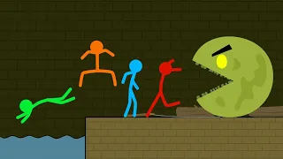 Red and Blue , Stickman Animation Complete Edition - ( Pacman Zombie )