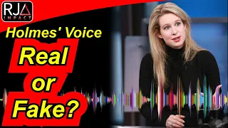 Elizabeth Holmes' real voice vs fake voice. When she slipped up.