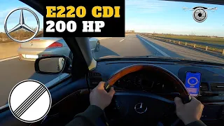 MERCEDES E220 W211 STAGE 1 | POV Acceleration & Top Speed on German Autobahn | 100-200 km/h