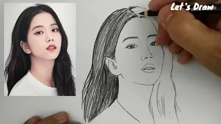 VERY EASY ,real time drawing jisoo blackpink  kpop girlband from  south korea