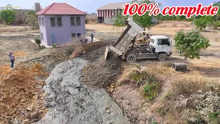 The end project Successful 100%  pour soil around the house ​by bulldozer D-21-P & Dump truck 5ton