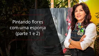 Pintando flores com uma esponja