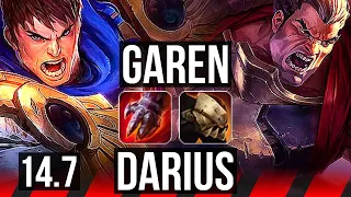 GAREN vs DARIUS (TOP) | 12/1/2, 8 solo kills, Godlike | EUW Diamond | 14.7