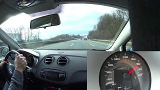 Seat Ibiza TDI Top Speed drive on German Autobahn. В Германии на автобане