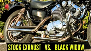 🛵 Yamaha Virago XV535 Original Exhaust vs Black Widow Drag Pipes | Motorcycle Sound Comparison