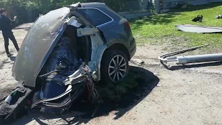 ДТП на нагатинской Audi Q7 сегодня разорвало пополам