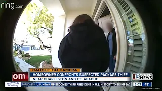 Las Vegas homeowner confronts suspected package thief