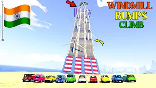 Indian Cars Vs Windmill + Big Bumps Climb Challenge GTA 5 | Survivor raaz