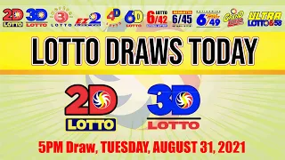 PCSO Lotto Result for Swertres|3D and EZ2|2D Lotto 5PM Draw, Tuesday, August 31, 2021