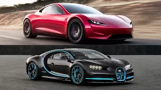 2020 Tesla Roadster Vs 2018 Bugatti Chiron - Top Speed!!
