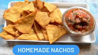 Homemade Crispy Nacho Chips Recipe | How to make Nacho Chips at home| Corn Tortillas|Food Fiestaa