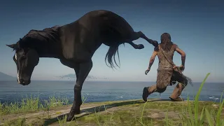 Native American Fights Angry Horse in Red Dead Redemption 2 PC Vol.24