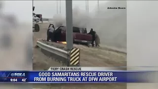 Good Samaritans pull man from burning truck