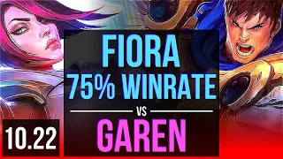 FIORA vs GAREN (TOP) | 75% winrate, 7 solo kills, 13/3/9, Godlike | TR Grandmaster | v10.22