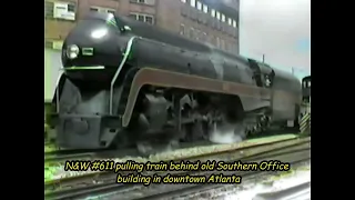 Action around Atlanta in 1984 with N&W Steam Locomotives #611 and #1218 Pulling Excursion Trains