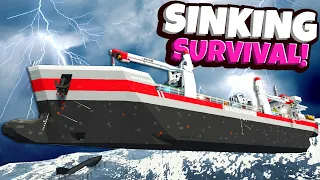 MASSIVE Tsunami Damages Cargo Ship in Stormworks Sinking Ship Survival!