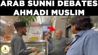 Arab Sunni Muslim Silenced in Debate by Ahmadi Answers in Muslim Meat Shop l Speakers Corner