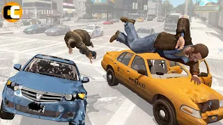 GTA 4 No Seatbelt Car Crashes with Real Cars #6 - Euphoria physics